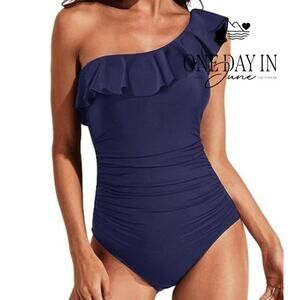 Cupshe One Shoulder Ruffle One Piece Swimsuit Size M